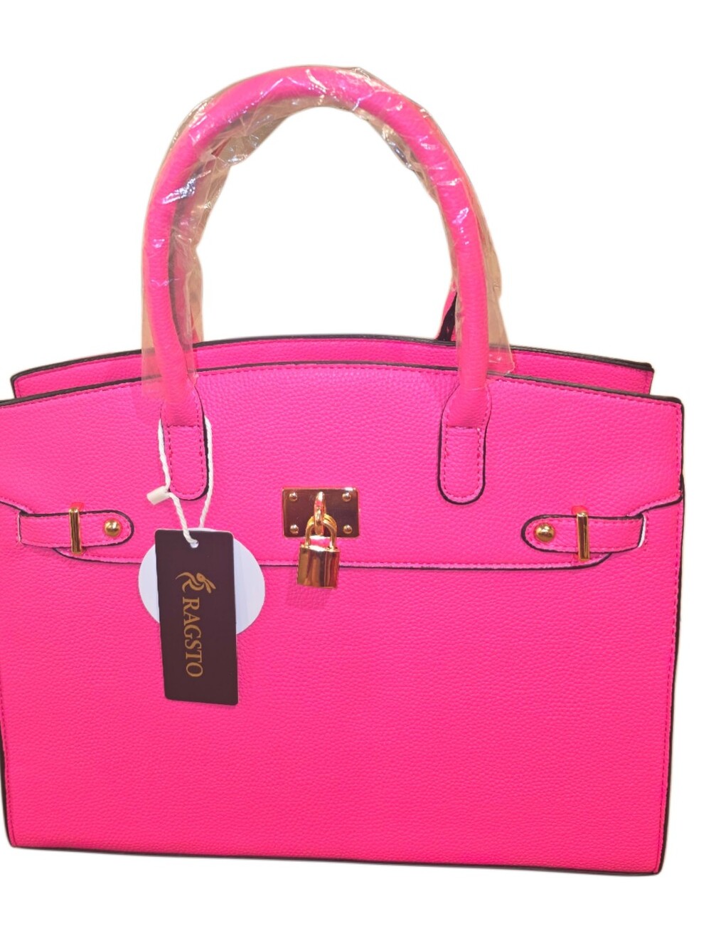 Brand New - Pink Luxury Tote Bag with Matching Wallet and Gold-toned Hardware